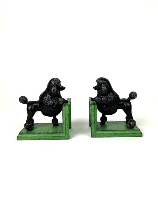 Cast Iron Antiqued Pair of Black Poodle Bookends